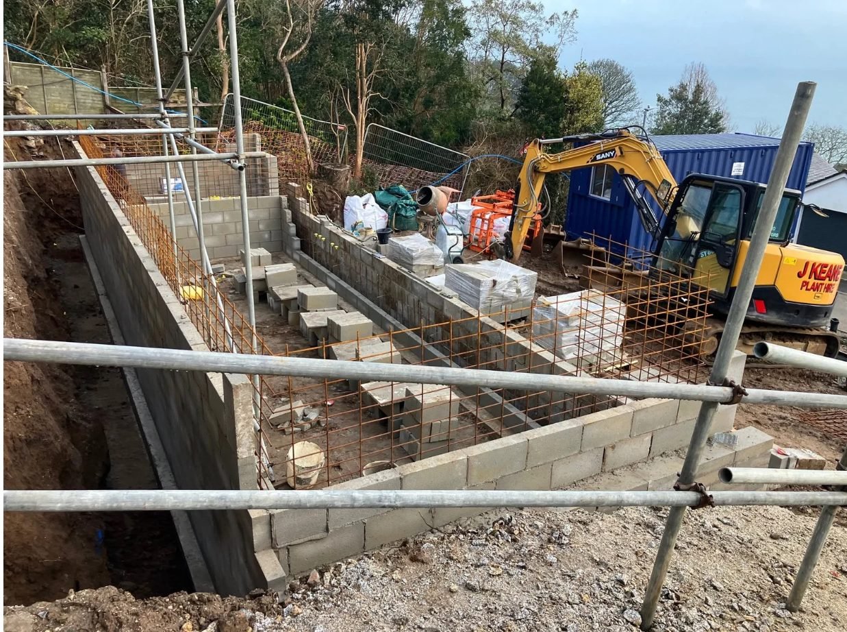 Swimming pool blockwork at Carbis Bay